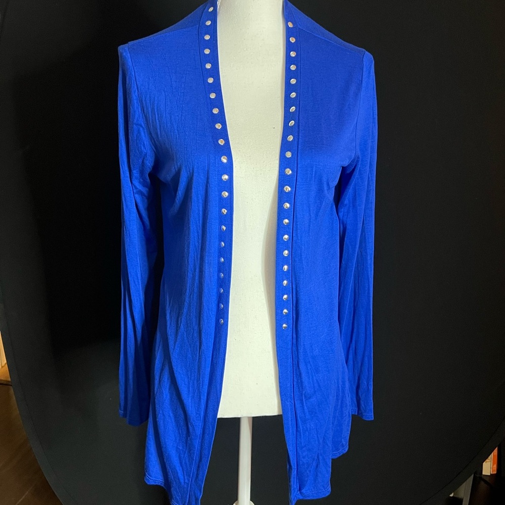 Jason Maxwell Royal Blue Cardigan with Metallic Accents